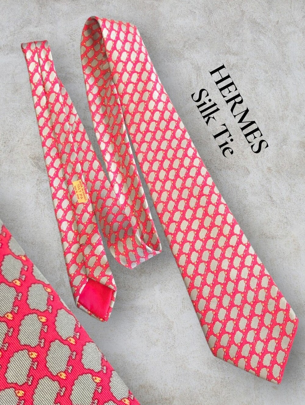 Authentic VTG Hermès Silk Tie Pink Counting Sheep 7157 MA GUC France Luxury